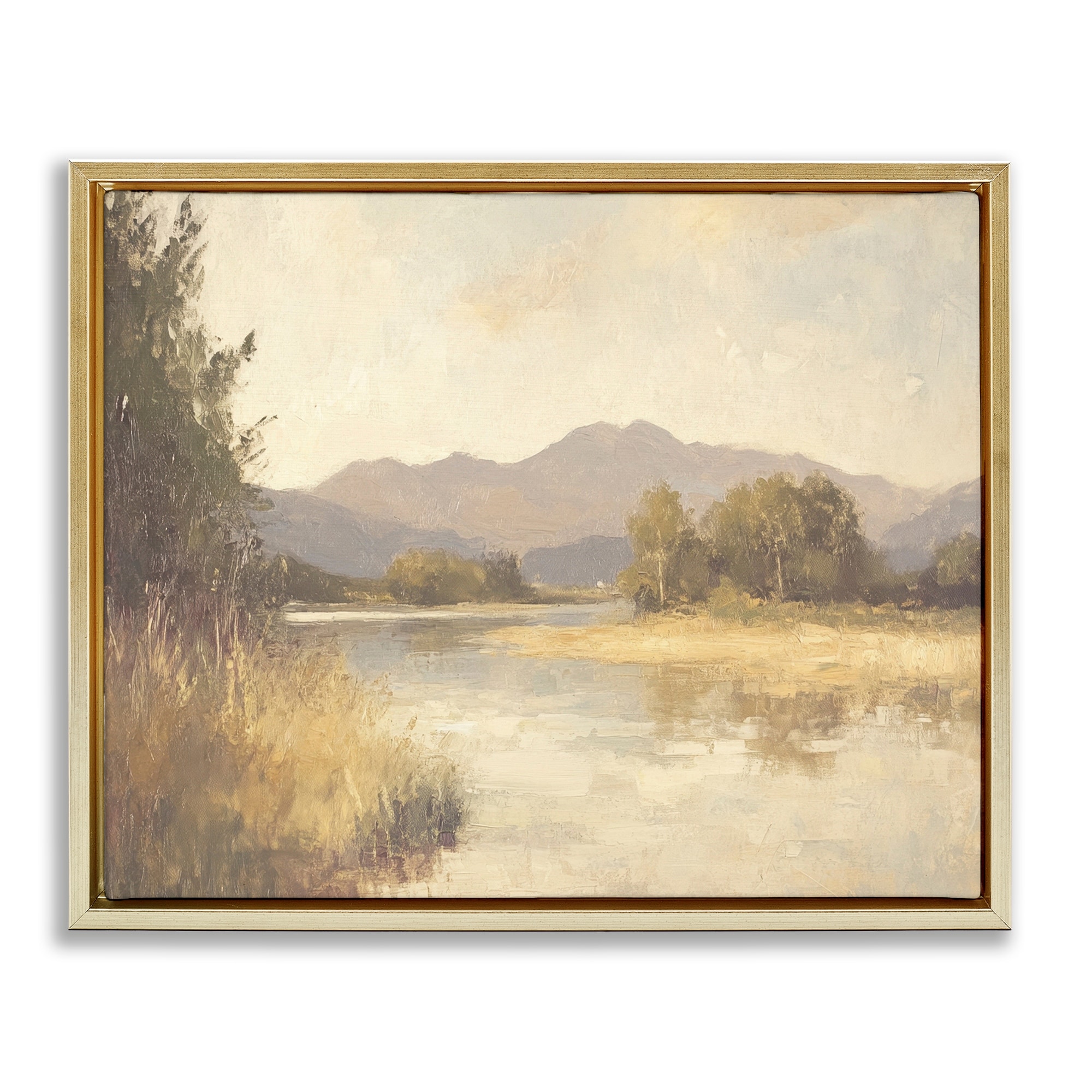 Stupell Wild River Mountain View Framed Floater Canvas Wall Art Design By Petal Prints Design
