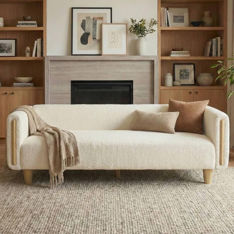 Christopher Knight Home - Soft Upholstered 78.7" 3-Seater Sofa with Rubberwood Legs