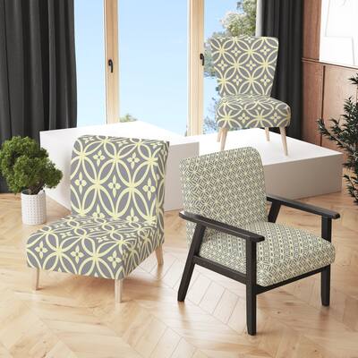 Designart "Retro Ornamental Pattern II" Upholstered Mid-Century Accent Chair - Arm Chair