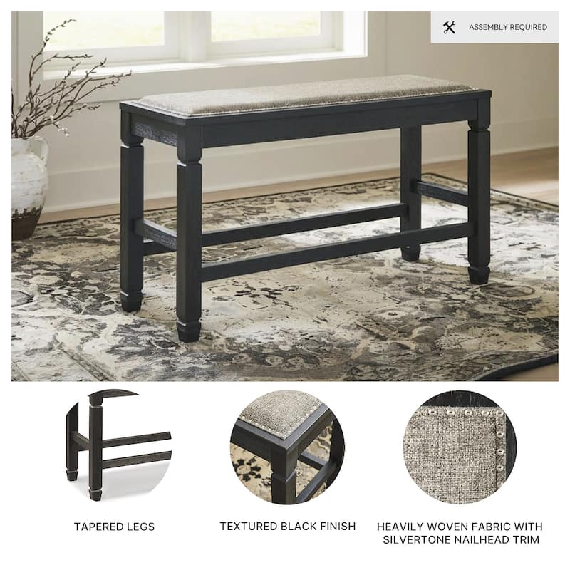 Signature Design by Ashley Tyler Creek Antique Black Upholstered Counter Height Bench