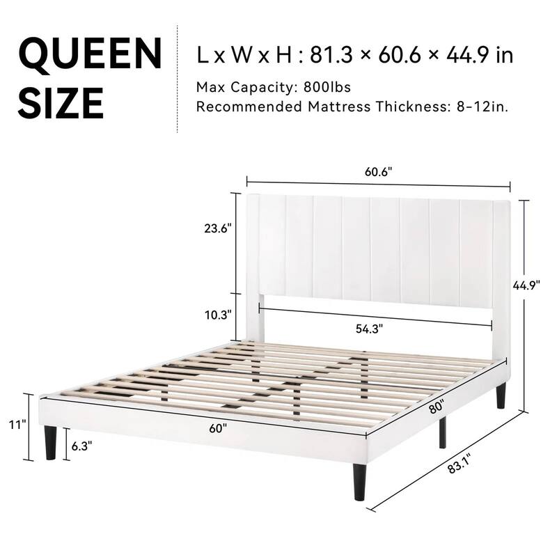 Velvet Upholstered Platform Bed Frame with Headboard