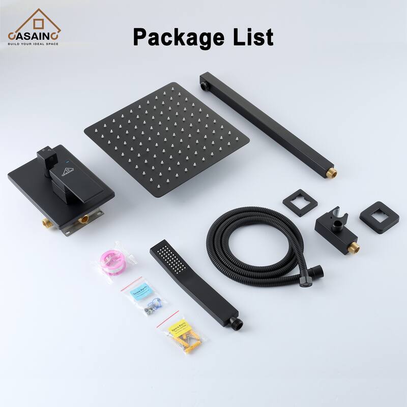 2-Function 10-In Wall Mounted Shower System (Matte Black)