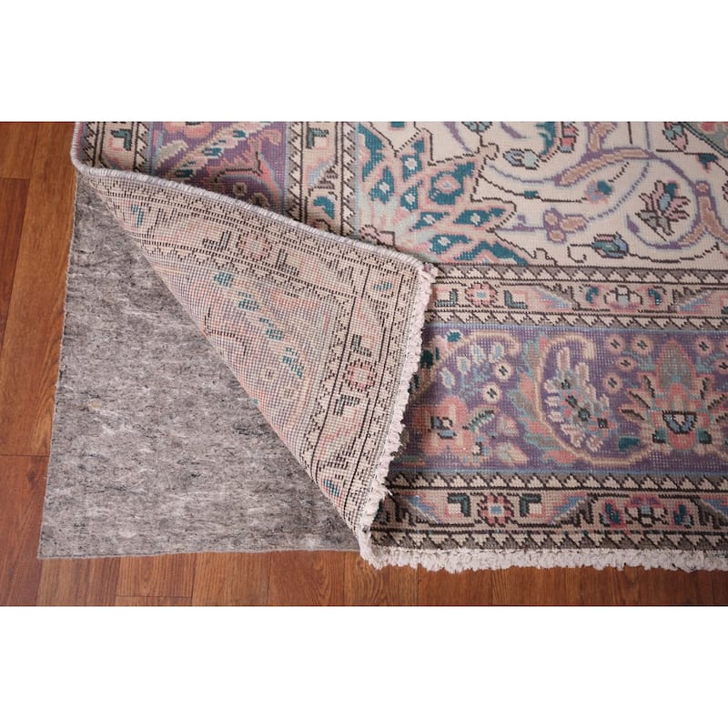 Pink Tabriz Persian Vintage Area Rug Hand-Knotted Wool Carpet - 8'0"x 11'0"