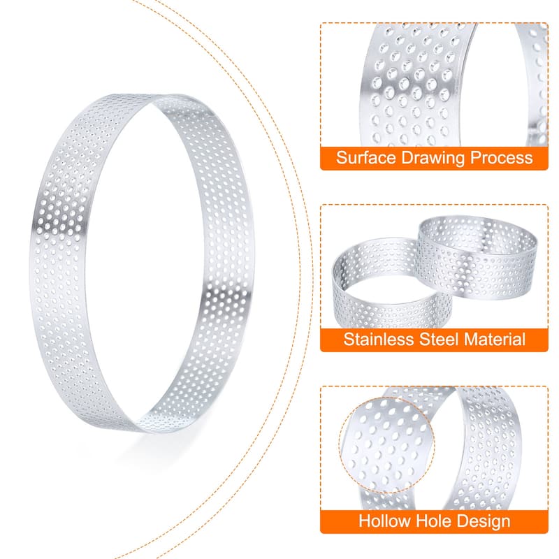 3Pcs Stainless Steel Cake Rings Round Perforated Baking Dessert Cake Ring
