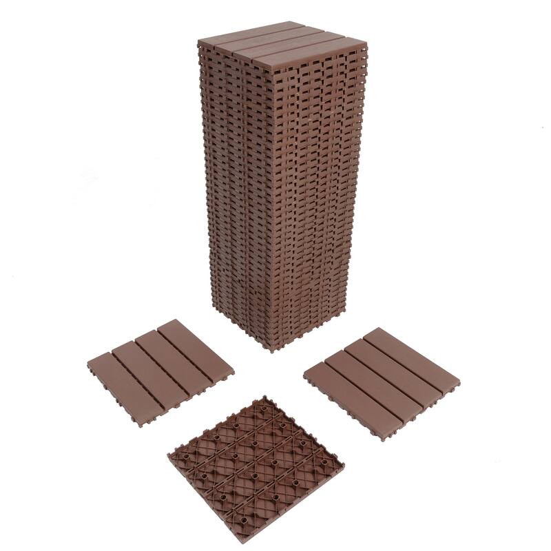 Plastic Interlocking Deck Tiles,44 Pack Patio Deck Tiles,12"x12" Square Waterproof Outdoor All Weather Use, Patio Decking Tiles