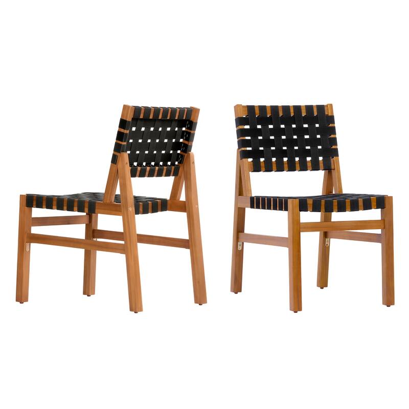 Christopher Knight Home - Acacia Solid Wood Outdoor Patio Side Chairs with Rope (Set of 2)