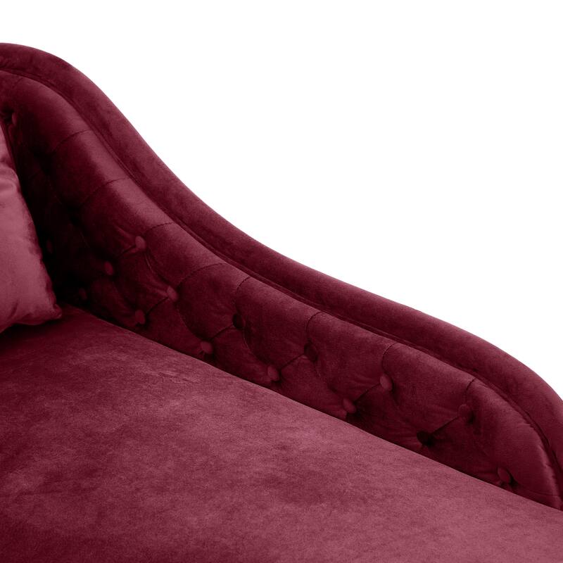 Christopher Knight Home - Bressi Modern Velvet Upholstered Chaise Lounge with Tufted Backrest, Nailhead Trim & Pillow