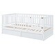 preview thumbnail 38 of 118, Roomfitters Twin Size Wood Daybed with Fence Guardrails, 2 Storage Drawers, Convertible Floor Bed, and Built-In Shelving
