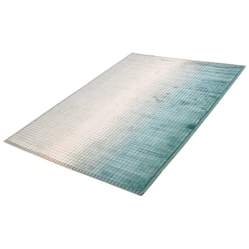 ECARPETGALLERY Hand Loomed Elysian Turquoise Viscose Rug - 6'7 x 9'3