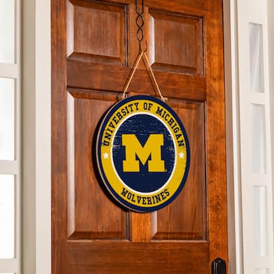 University Of Michigan Wooden Door Decor Wall Sign - Multi-Color