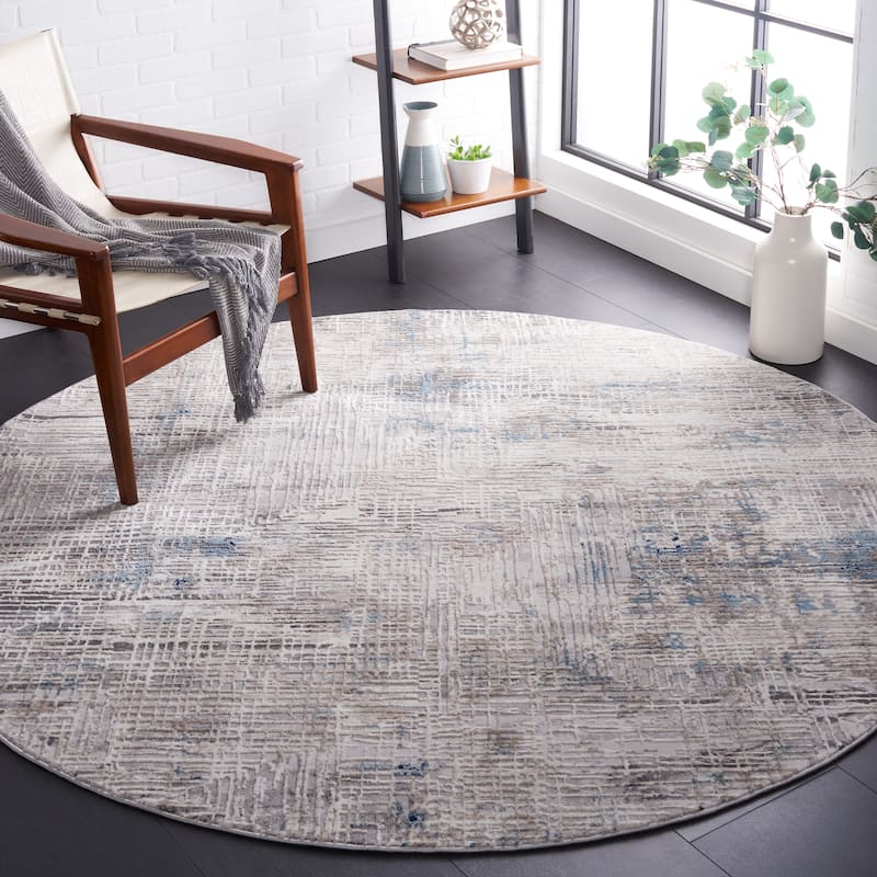 SAFAVIEH Vogue Claudia Modern Abstract Rug - 6'7" Round - Blue/Grey