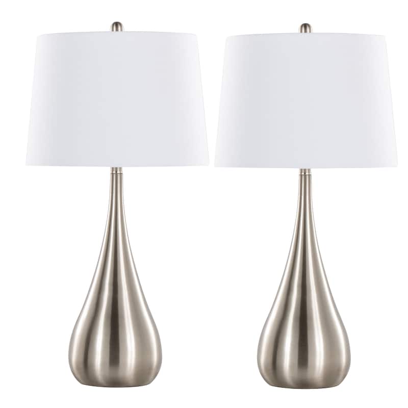 Silver Orchid Stone 29" Table Lamp with Empire Shade (Set of 2) - Brushed Nickel/White Linen