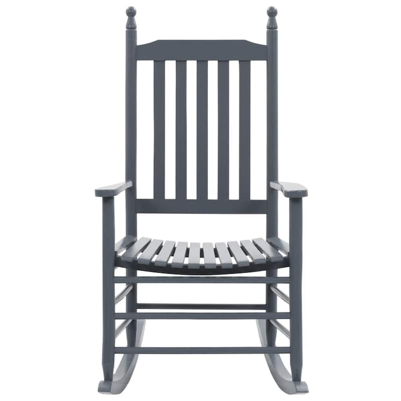 vidaXL Rocking Chair with Curved Seat Gray Poplar Wood - 23.8" x 32.3" x 44.9"