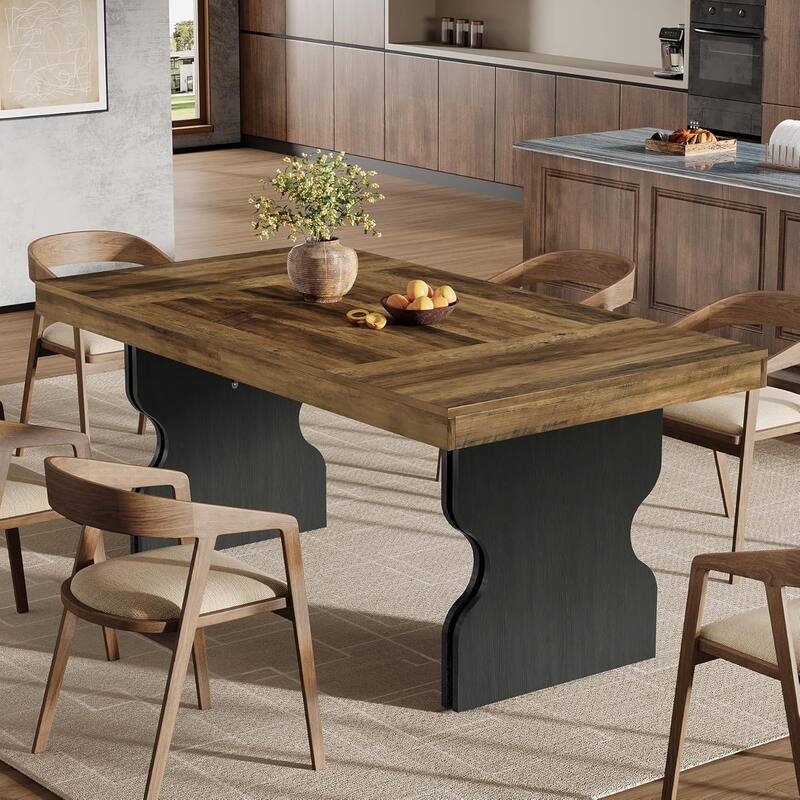 63-Inch Dining Table with Hourglass Shape Legs