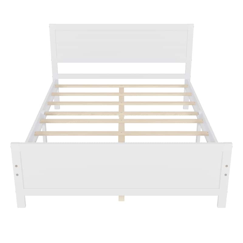 Wood Platform Bed Frame with Headboard and Wood Slat Support