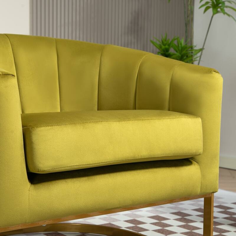 Modern Velvet Gold Accent Armchair