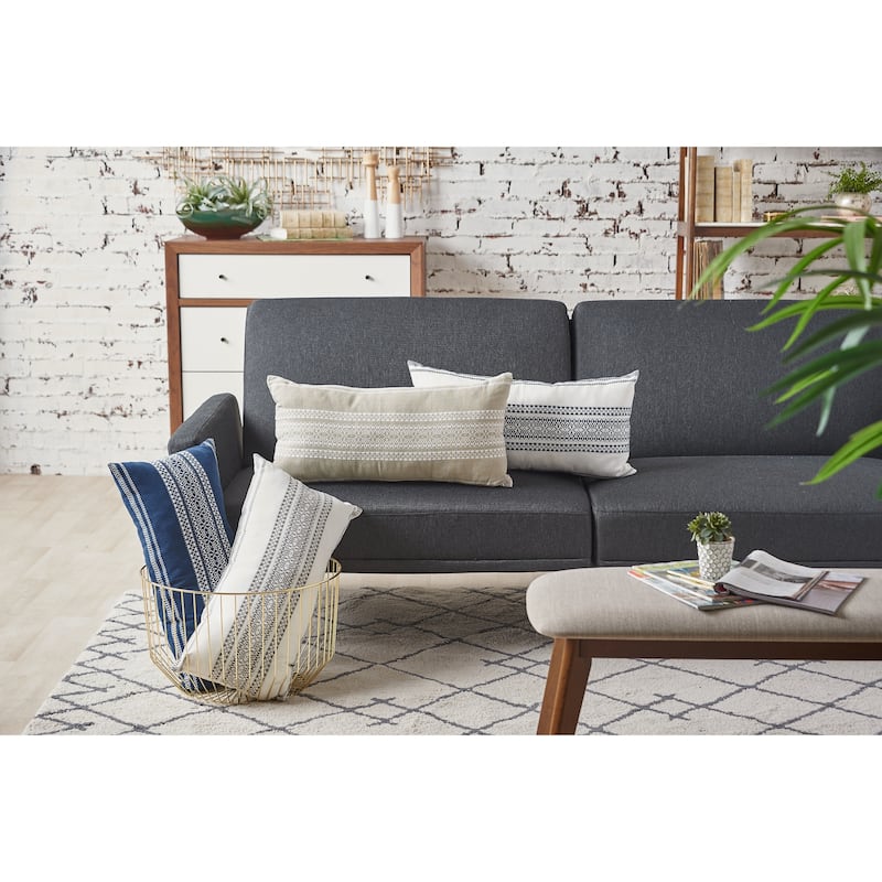 12" x 24" Clayton Cement Geometric Woven Lumbar Throw Pillow