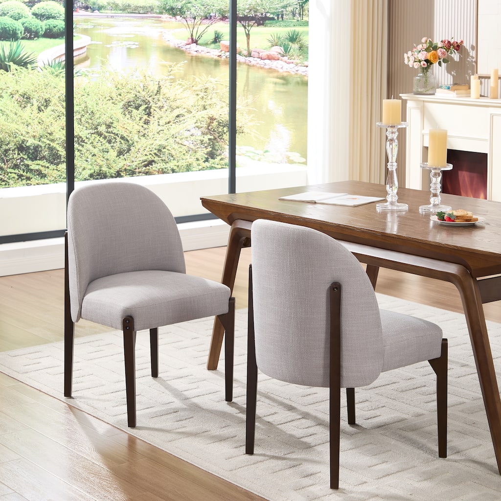 Wooden Dining Chairs Set of 2, Fabric Upholstered Dining Room Chair Kitchen Chairs, Farmhouse Dinner Chair