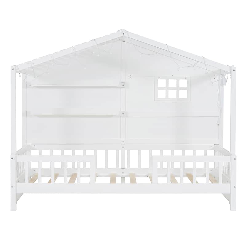 Twin Size House Bed with Shelves