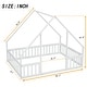 preview thumbnail 4 of 7, Full Size Pine Wood House-Shaped Floor Bed Frame with Fence & Guardrails for Kids Girls Boys, No Need Spring Box, White