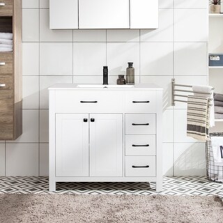 Eclife 30"/ 36" Bathroom Vanity Cabinet Set with Undermount Ceramic Vessel Sink Combo