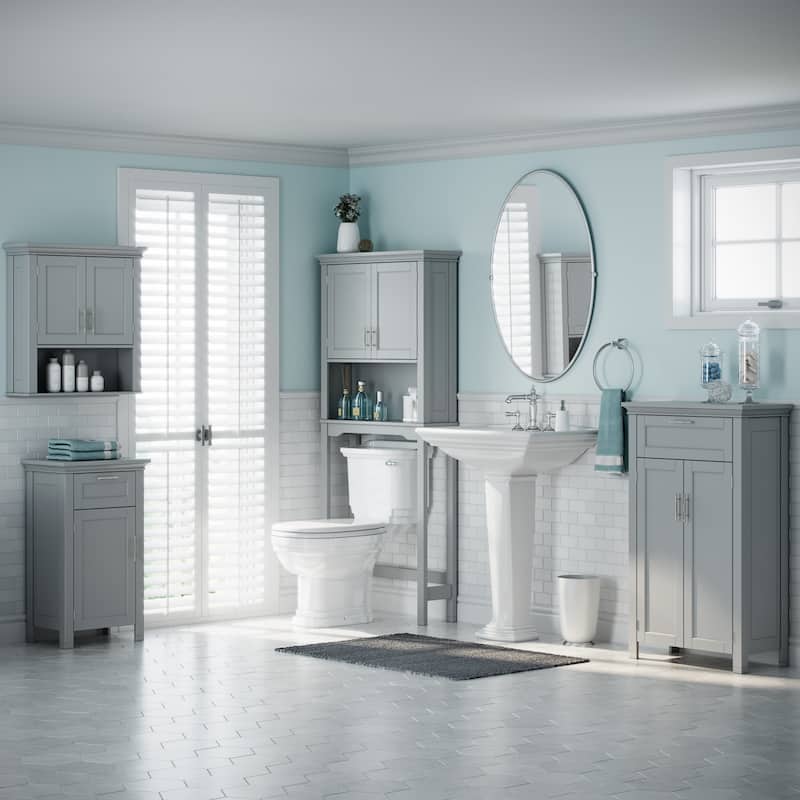 RiverRidge Somerset Over the Toilet Bathroom Spacesaver Wall Medicine Storage Cabinet with Adjustable Shelf - Gray