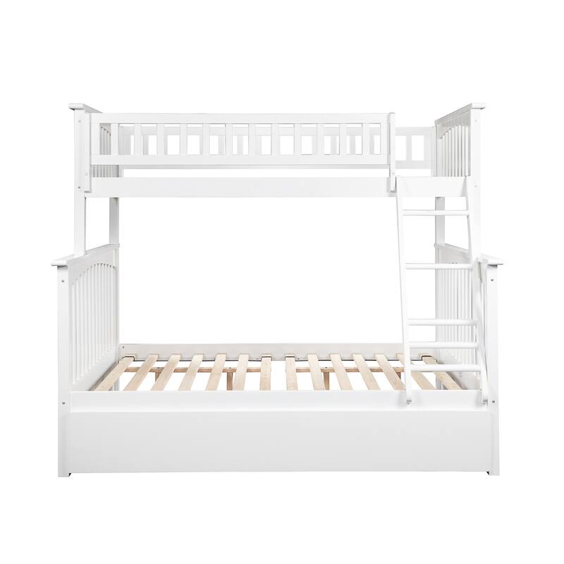 Columbia Bunk Bed Twin over Full with Twin Trundle Bed in White
