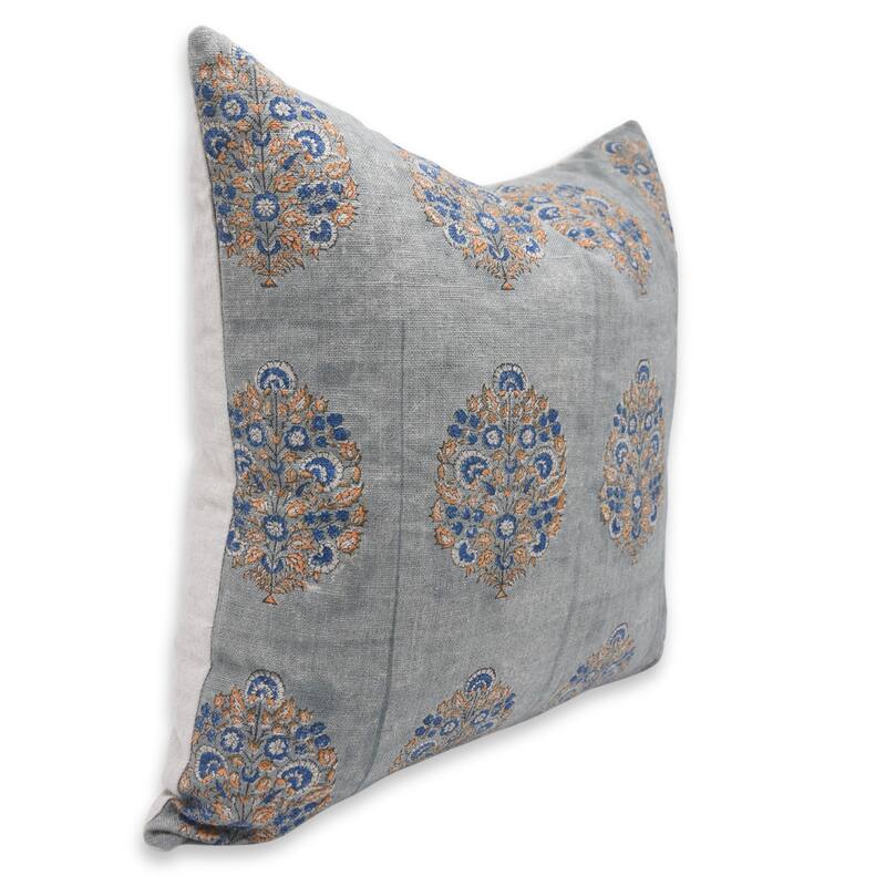 Linen Square Block print pillow Cover - Guldasta