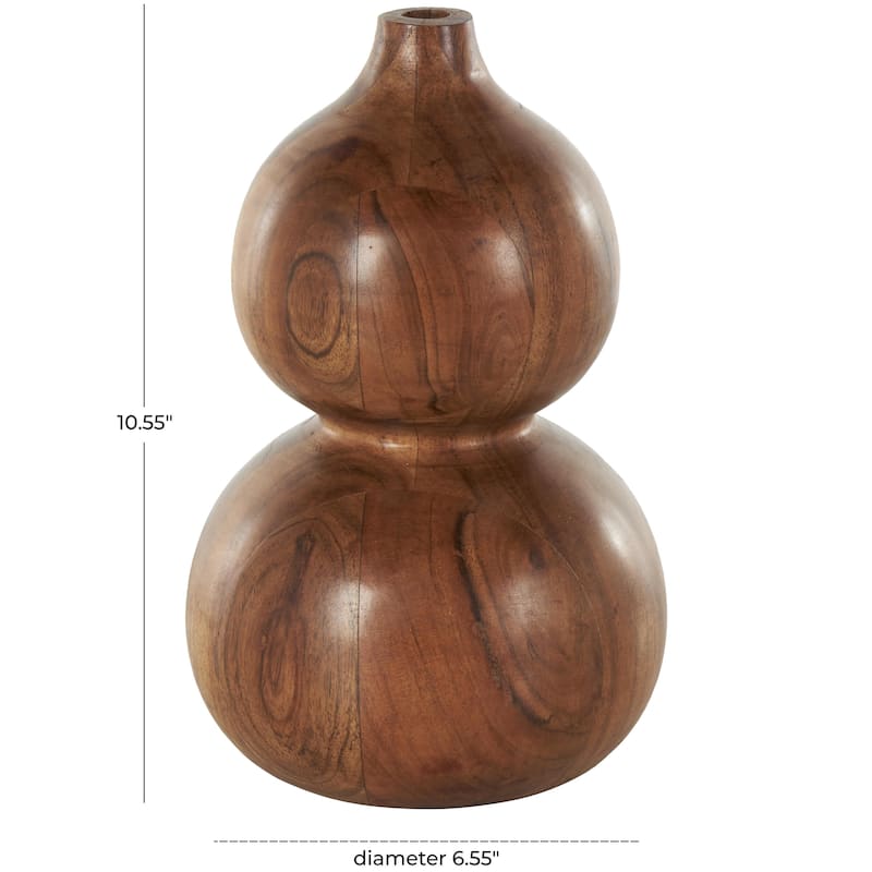 Wood Bubble Decorative Vase with Natural Wood Grains - Brown - Roche River Decor - 7"W x 7"L x 11"H