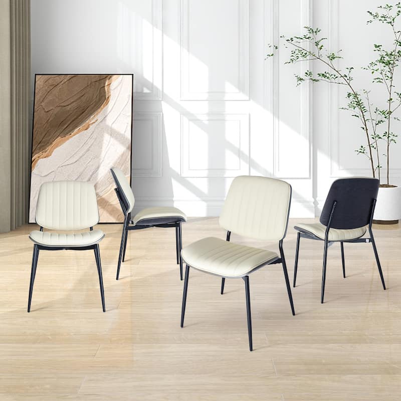 Mid Century Modern Retro Leather Dining Chair with Bentwood (Set of 2)