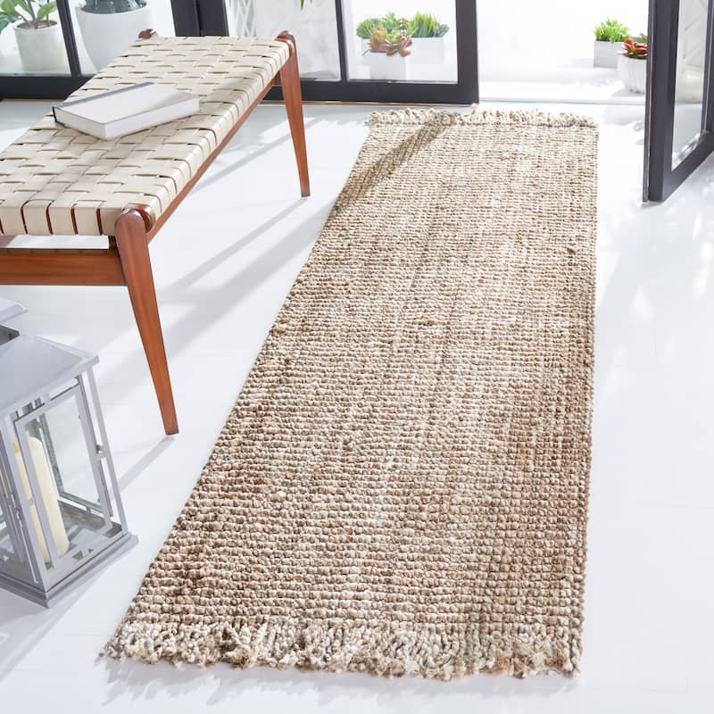 SAFAVIEH Handmade Natural Fiber Evelyn Jute Fringe Rug - 2'3" x 6' Runner - Grey/Beige
