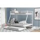 preview thumbnail 4 of 6, Twin over Full Metal Bunk Bed with Twin Size Trundle,Industrial Style
