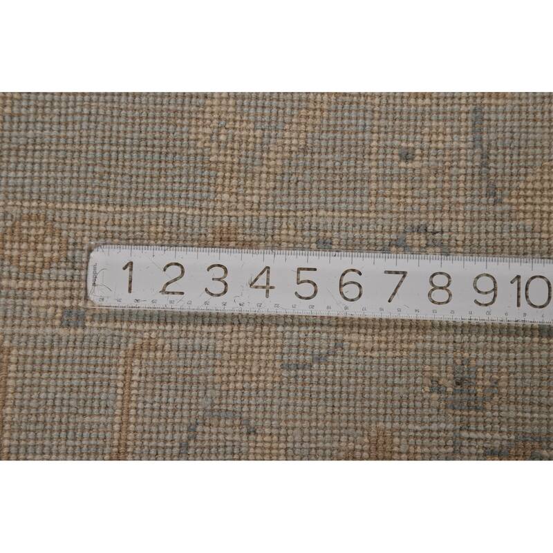 Vegetable Dye Oushak Turkish Rug Hand-Knotted Blue Wool Carpet - 4'11"x 6'11"