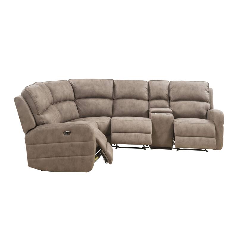 Brette Mocha Power Reclining Sectional Sofa with USB