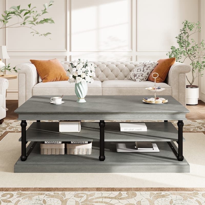 Christopher Knight Home-Thaddeus Rubberwood Coffee Table With Storage