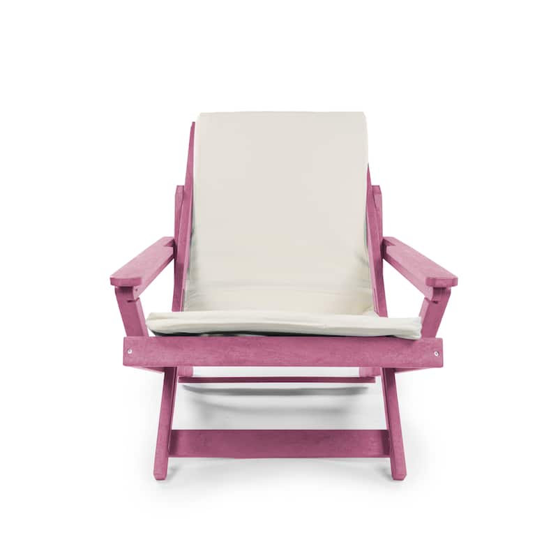 Aspen Fully Assembled All-Weather HDPE Outdoor Folding Lounge Chair with Removable Cushion