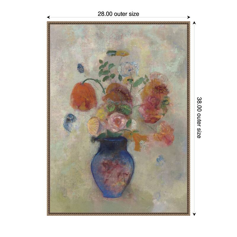 Kate and Laurel Large Vase with Flowers 1912 Odilion Redon by Nostalgia Prints Framed Canvas Wall Art Print