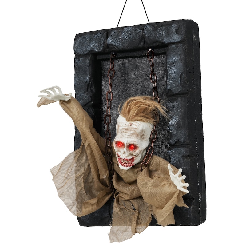 Brown-Black Foam Zombie Prisoner Halloween Decoration with Sound