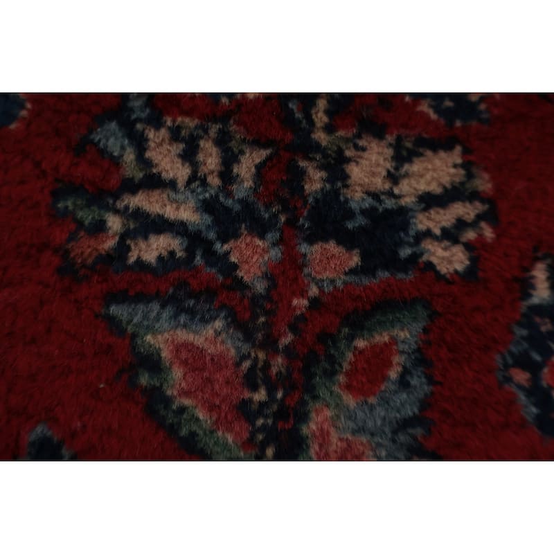 Hand Knotted Oriental 100% Wool Carpet Traditional All-Over Red Sarouk Runner Rug - 7' 6'' X 2' 8''