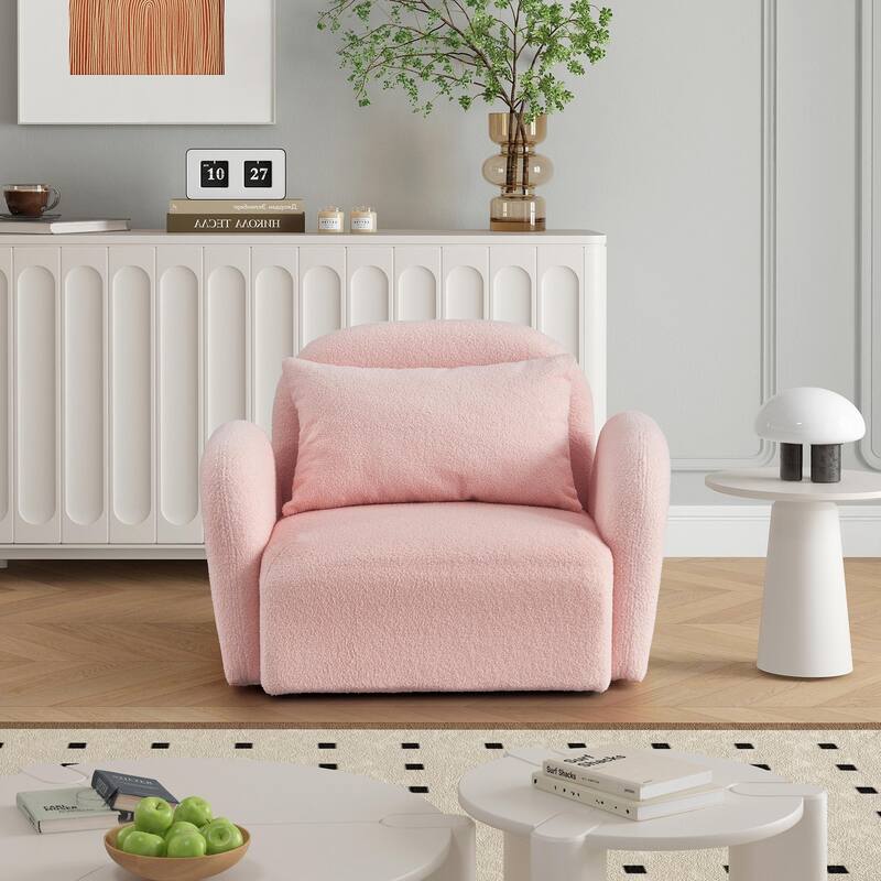 Elegant Lazy Sofa Chair in Plush Teddy Fabric