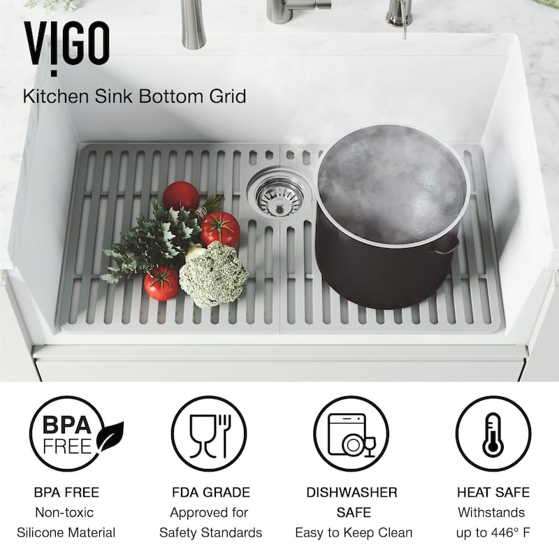 VIGO 28" L X 15" W Silicone Protective Bottom Grid for Kitchen Sink