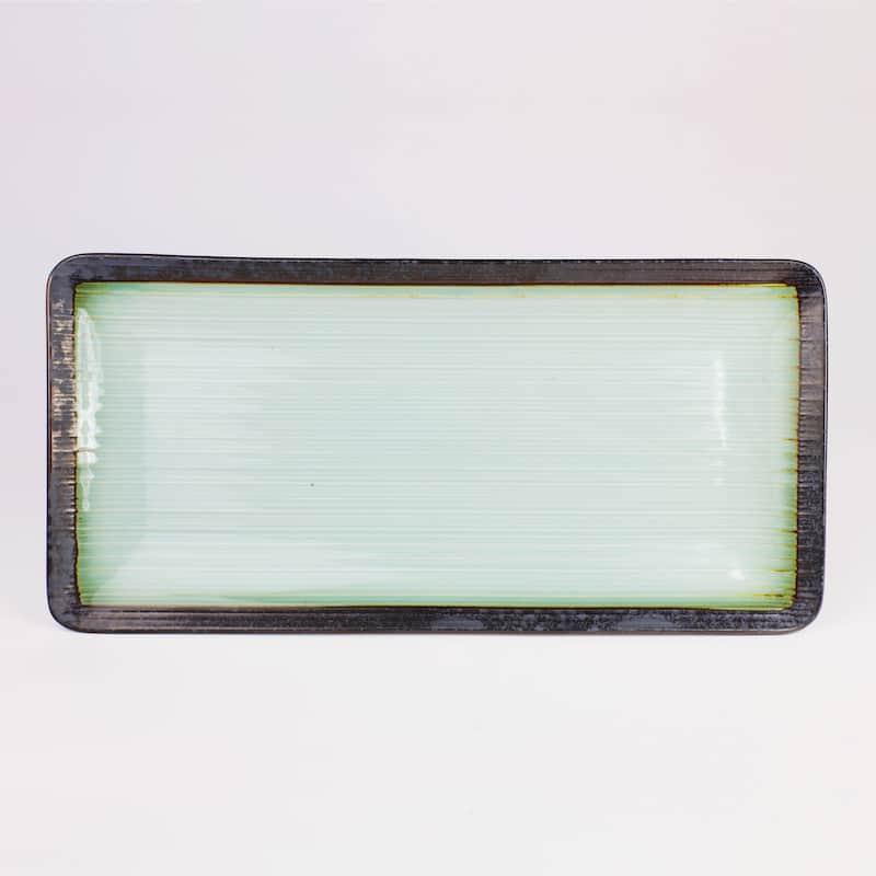 Euro Ceramica Diana Green Porcelain 14.5" Rectangular Serving Platter - 14.5 in. x 7 in. x 0.8 in. - 14.5 in. x 7 in. x 0.8 in.