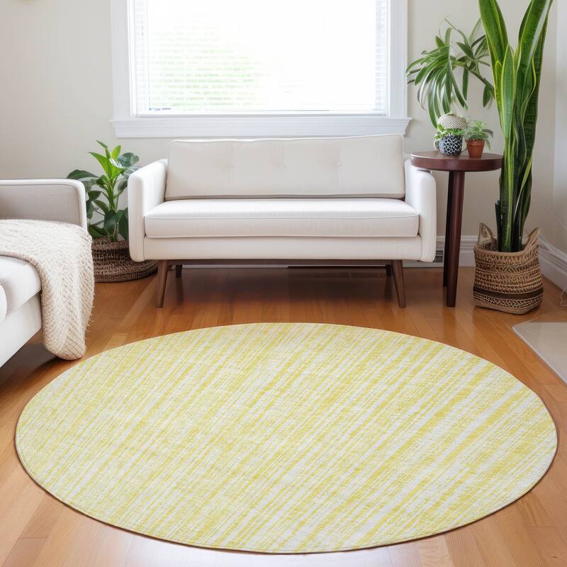 Premium Washable Super Soft Striped Mayfield Rug - Yellow - 8' x 8'
