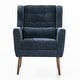 preview thumbnail 24 of 44, Linen Fabric Lounge Wingback Chairs Modern Accent Chair Dark Blue