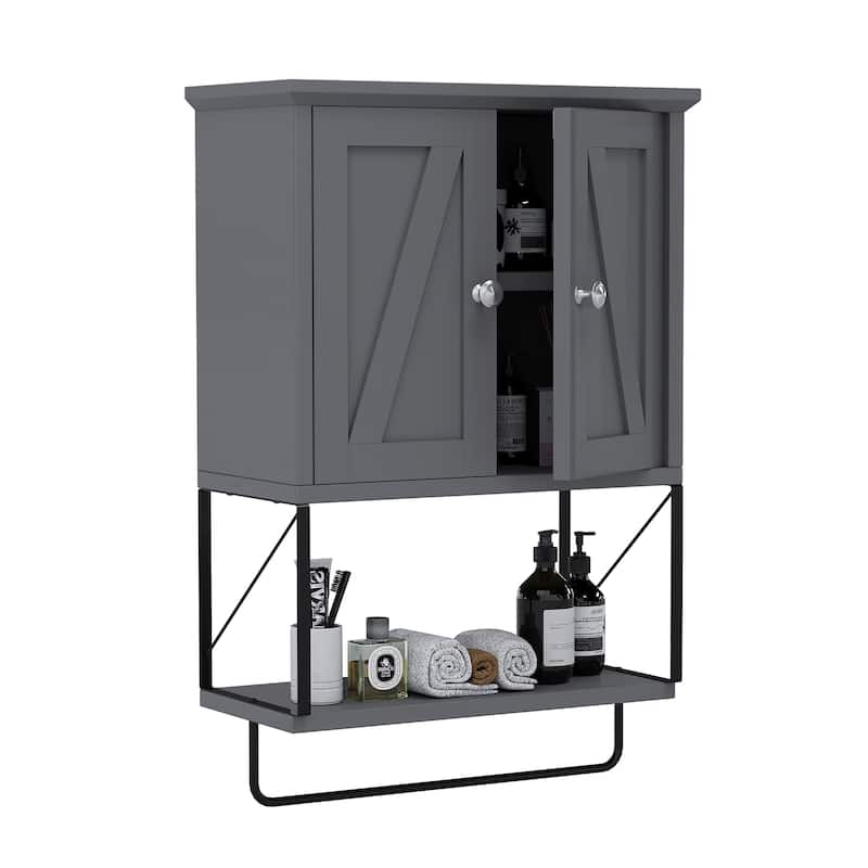 Futzca Bathroom Wall Cabinet with Towels Bar, Storage Medicine Cabinet