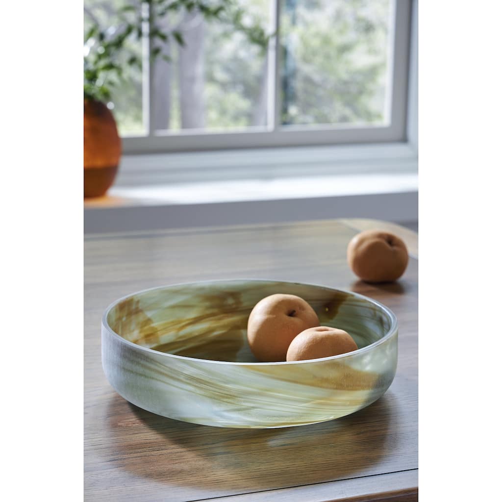 Signature Design by Ashley Bannington Green Bowl - 13.38" W x 13.38" D x 3.75" H