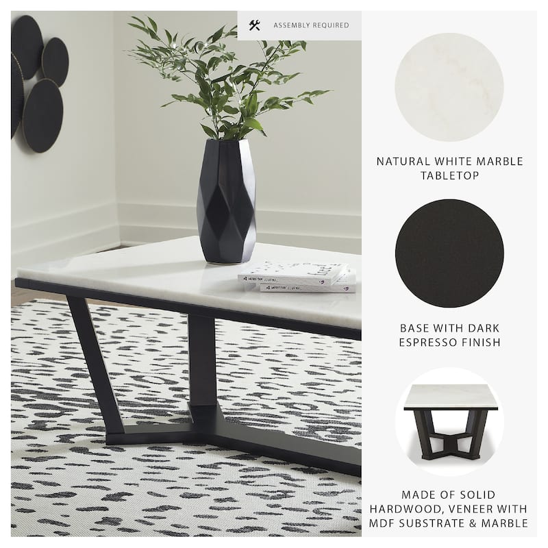 Signature Design by Ashley Fostead White / Dark Brown Rectangular Coffee Table - 48"W x 26"D x 18"H