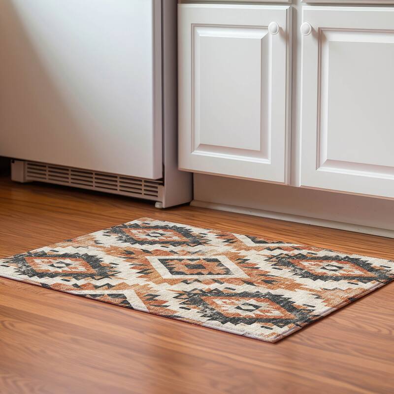 Premium Washable Super Soft Southwest Global Mayfield Rug - Terracotta - 1'8" x 2'6"