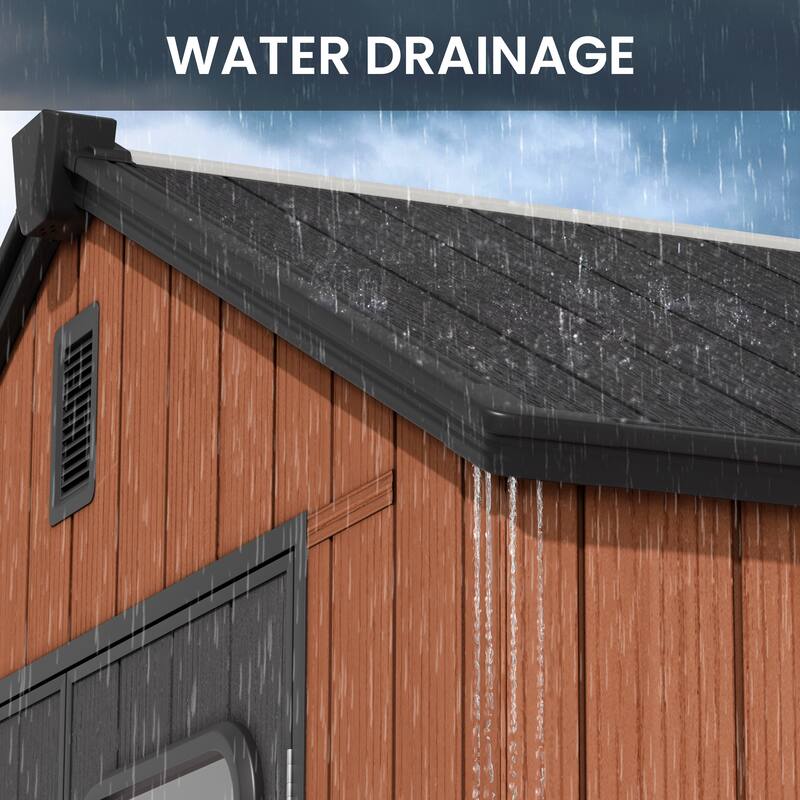 8' x 8' / 8' x 10'/ 8' x 12' Outdoor Storage Shed with Lockable Double Doors for Garden, Backyard, Patio