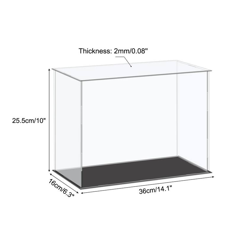 Acrylic Display Case Plastic Box Cube Storage Small Dustproof Showcase - 14.1x6.3x10 Inch